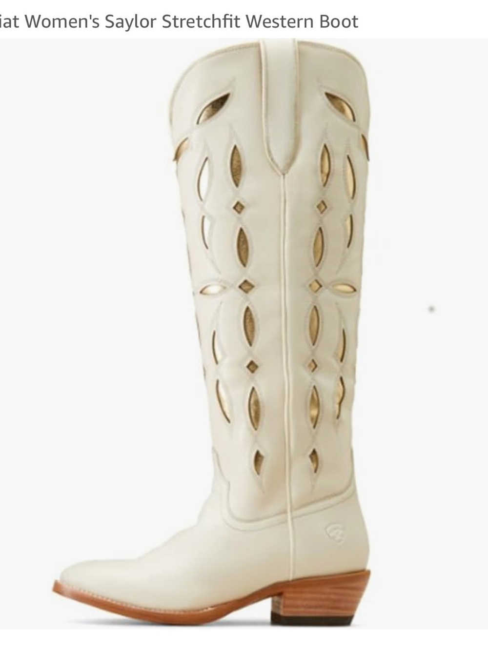 Ariat Saylor Stretchfit Cream Knee-High Boot with Gold Cutouts - Like New